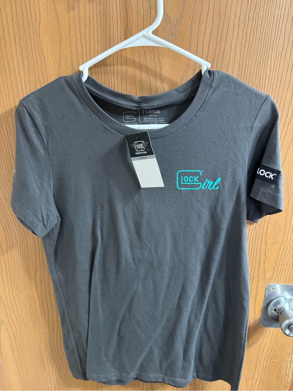 GLOCK Girl Logo Tee - Charcoal with Teal Accent